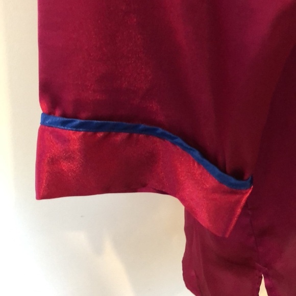 Victoria’s secret hot pink VTG button down long sleeve night gown blue collar  L - Picture 6 of 15